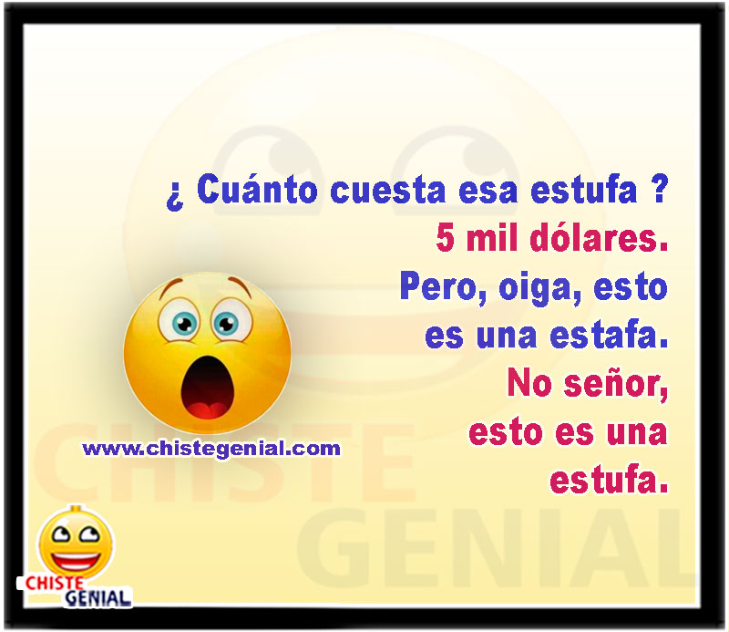 ¿ Cuánto cuesta esa estufa ? 5 mil dólares. Pero, oiga, esto es una estafa. No señor, esto es una estufa.