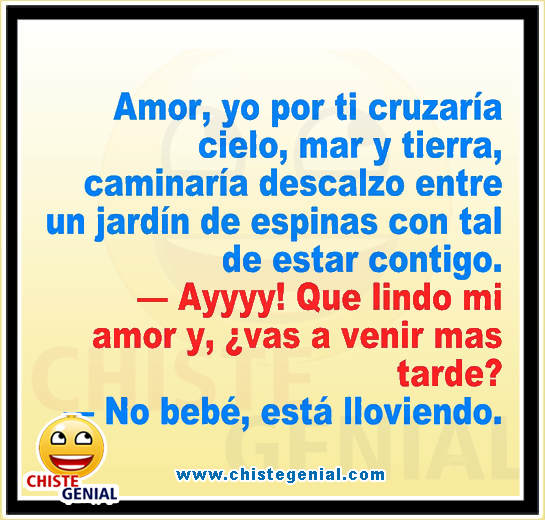 Chistes de parejas - Amor, yo por ti cruzaría cielo, mar y tierra Chistes de parejas - Amor, yo por ti cruzaría cielo, mar y tierra