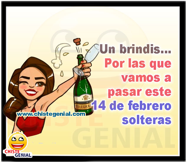 Un brindis por las que vamos a pasar este 14 de febrero solteras - Chistes de san valentin